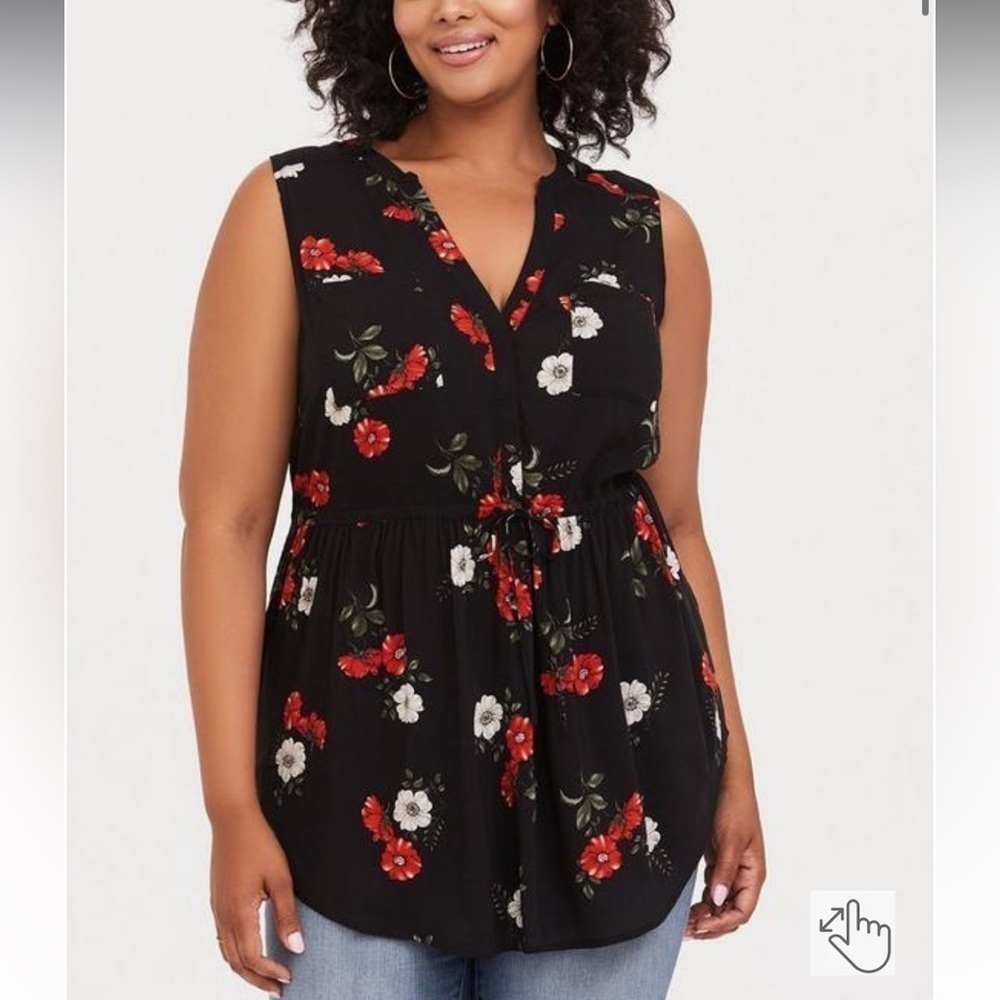 Emma Babydoll Challis Tunic Top Sleeveless